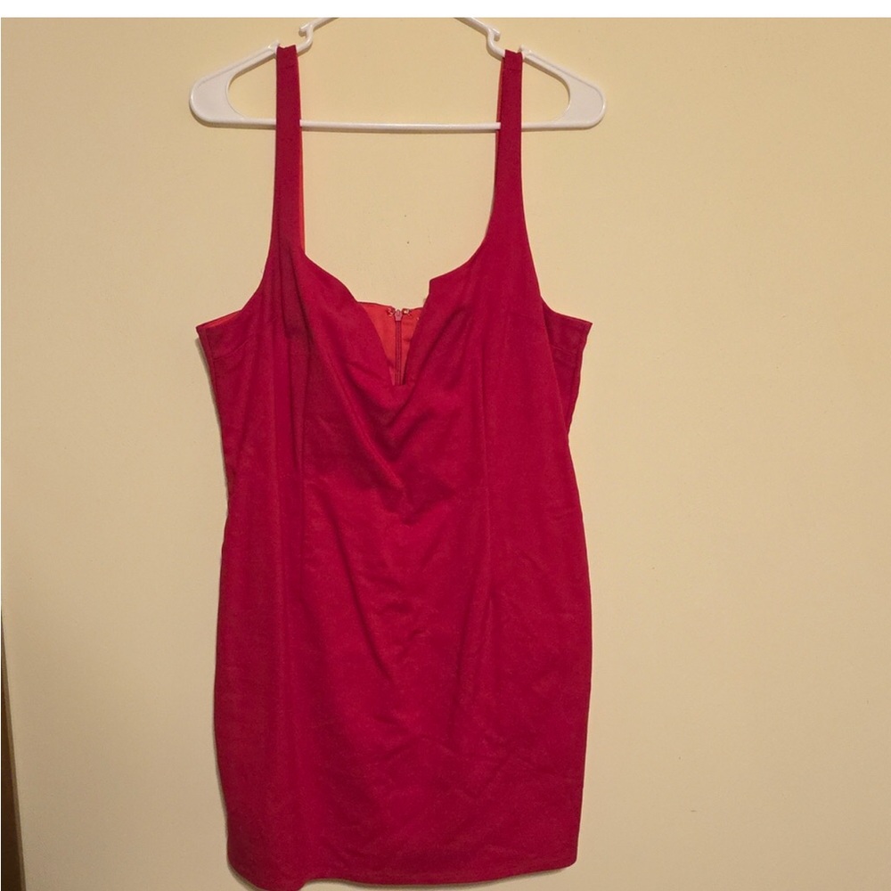 Red Mini Dress with Scoop Neck